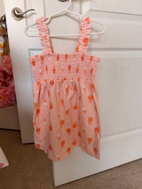 Carters Pink Smocked Ice Cream Print Sundress